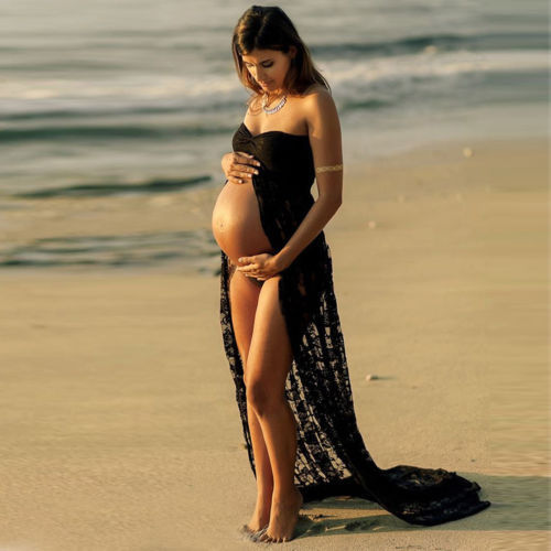 Lace long maternity dress