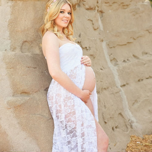 Lace long maternity dress