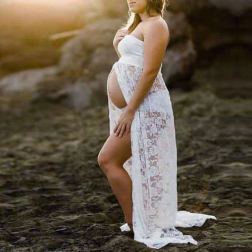 Lace long maternity dress