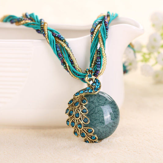 Ladies Ethnic StyleRrice Bead Woven Retro Necklace