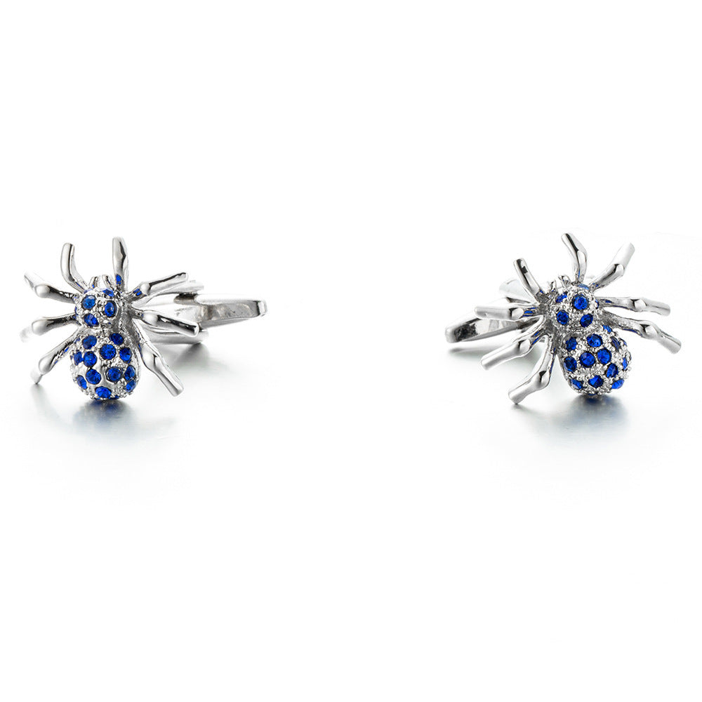 Blue Crystal Spider Shape Cufflink