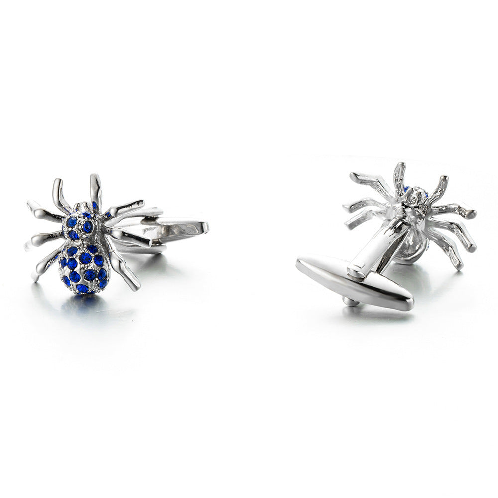 Blue Crystal Spider Shape Cufflink