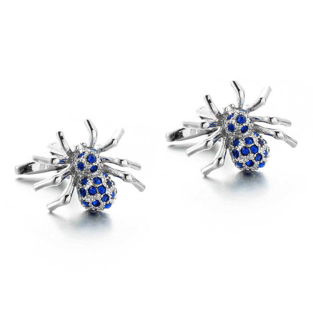 Blue Crystal Spider Shape Cufflink