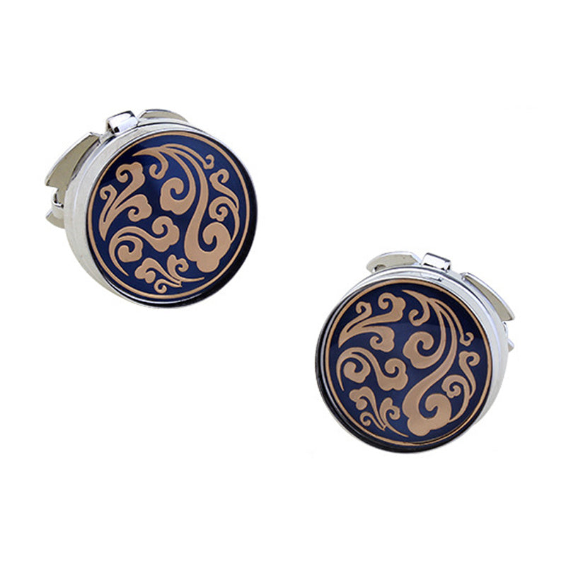 Round Electroplated White Steel American Shirt Cufflink Cap