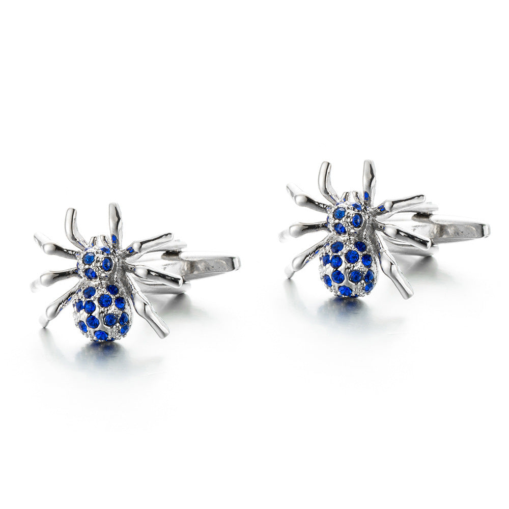 Blue Crystal Spider Shape Cufflink