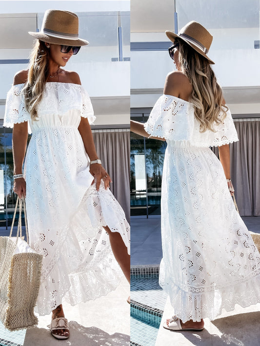 Lace Long Skirt White Beach Skirt New Tube Top One Shoulder Sexy Dress Women